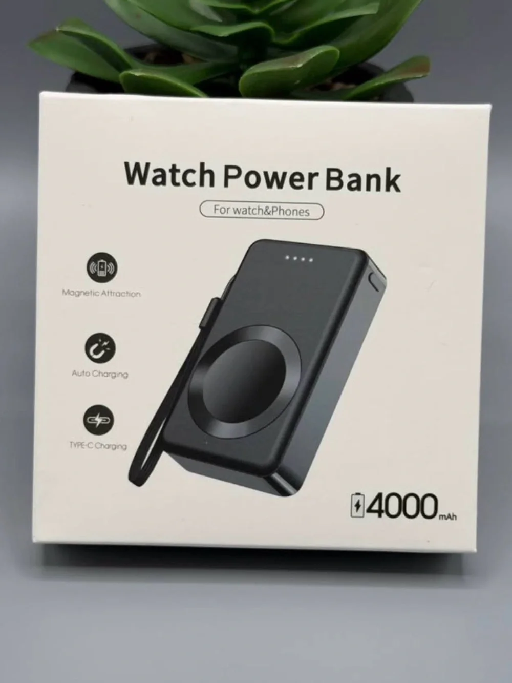 Pink Apple Watch Power Bank Charges phone and watch